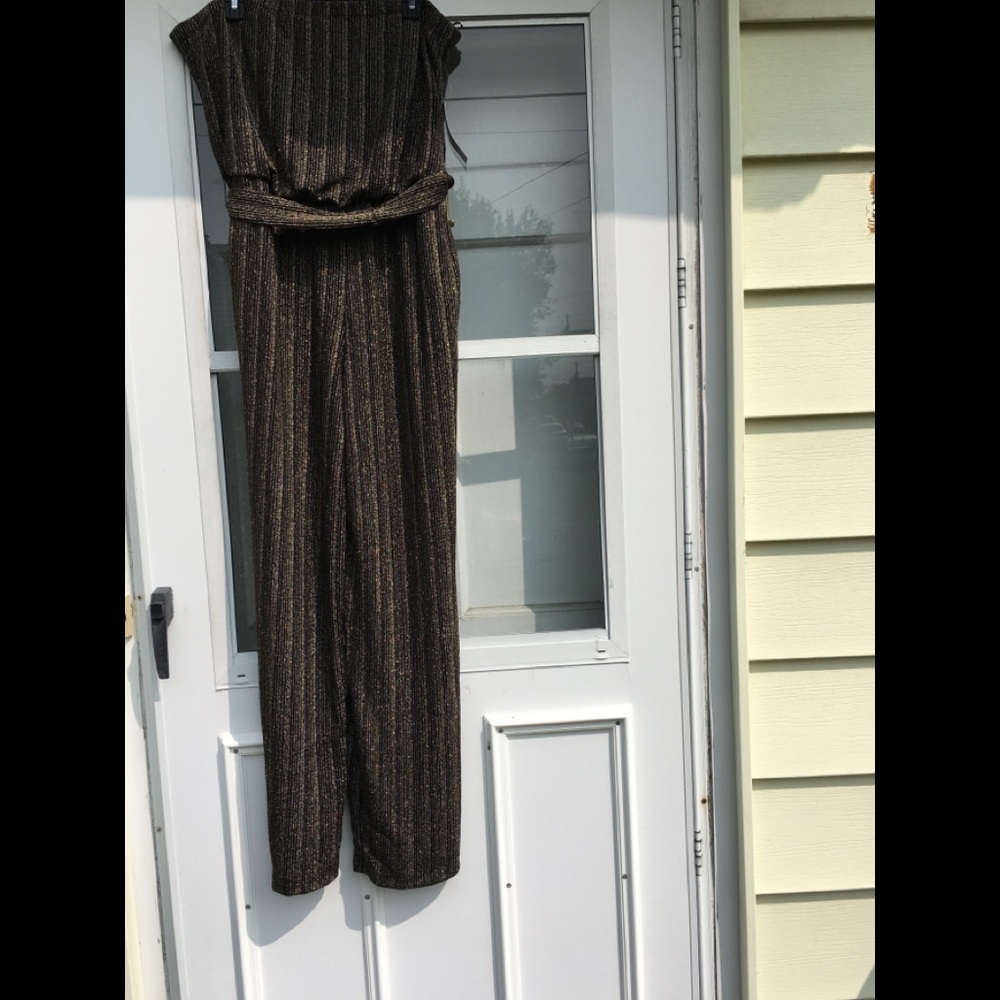 Premier Armour Strapless Metallic Gold Jumpsuit
